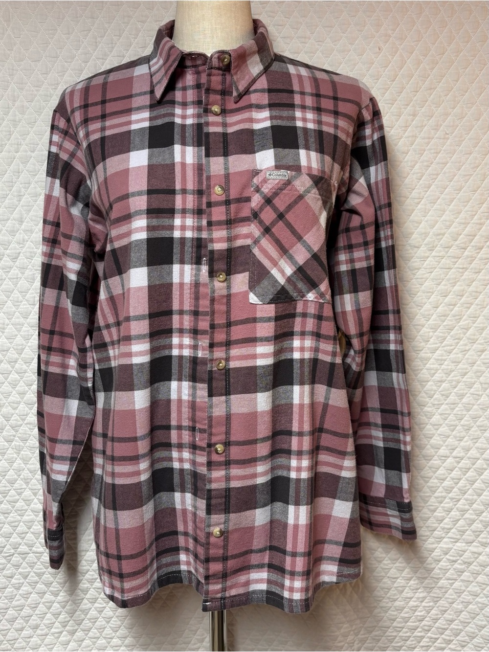 Columbia Plaid Button Down Flannel Long Sleeve Shirt